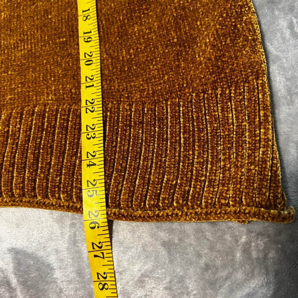 Style & Co Womens 2X Chenille Sweater Mustard Yellow Gold Crew Neck Seam Detail - Picture 6 of 9